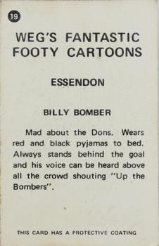 1973 Sunicrust Weg's Footy Funnies #19 Billy Bomber Back